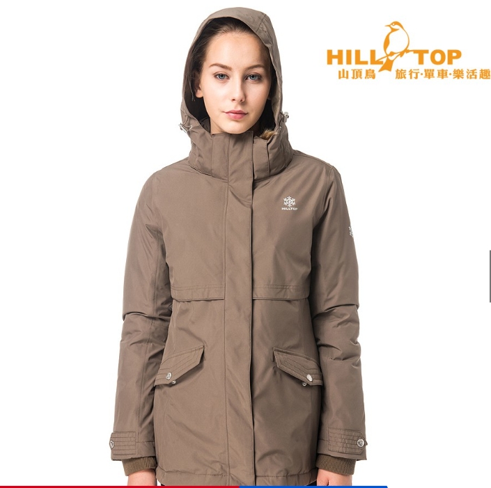 外套推薦-2023 【Hilltop山頂鳥】女款WS防風防小雨蓄熱羽絨外套