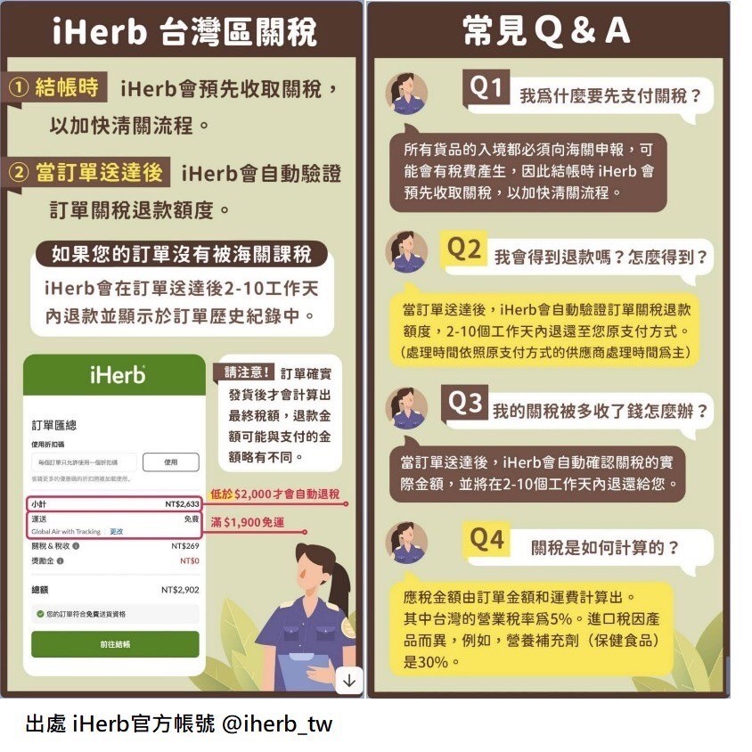Herb台灣關稅退稅+免運門檻